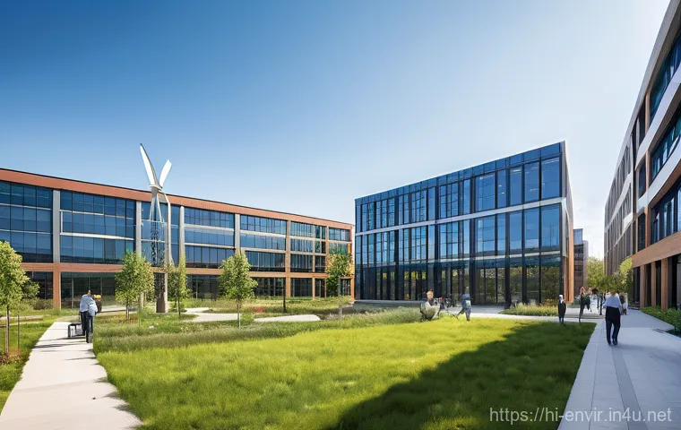 환경에 대한 기업의 사회적 책임 - Image Prompt 1: Renewable Energy and Modern Corporate Responsibility**