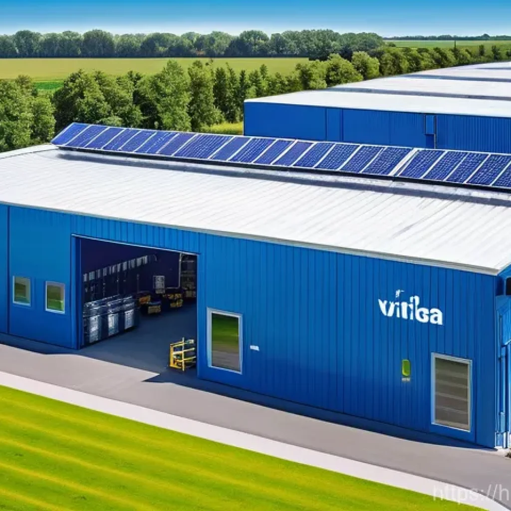 사회적 환경 책임과 기업의 역할 - **"A vibrant and clean image showcasing a modern, environmentally conscious factory building under a...