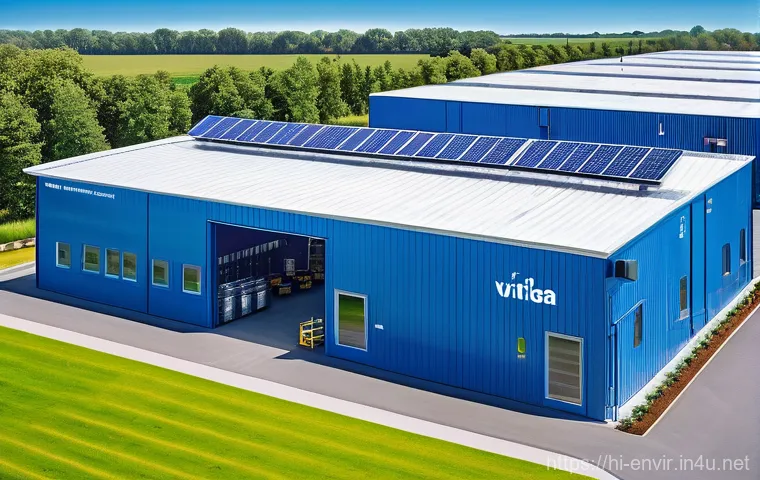 사회적 환경 책임과 기업의 역할 - **"A vibrant and clean image showcasing a modern, environmentally conscious factory building under a...